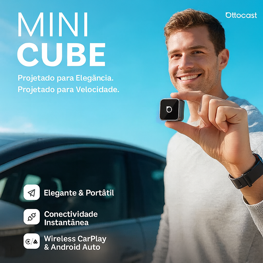 Mini 3.0 Ultra Cube – CarPlay & Android Auto Sem Fios